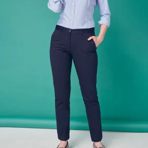 Henbury Ladies 65/35 Flat Fronted Chino Trousers