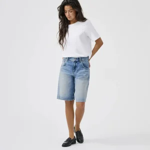 Onlmate Regular Waist Baggy Long Shorts-Medium Blue Denim