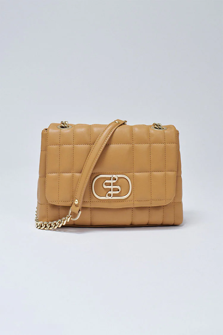 Padded Faux Leather Bag-Tan